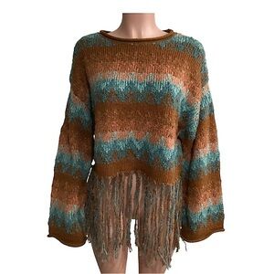Miss Me NWOT Fringe Sweater Oversized Fit Wool Mohair Blend Size Small